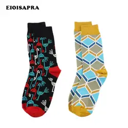 EIOISAPRA британская Птица/ромб узор счастливые мужские носки теплые деловые забавные носки Harajuku красочные Meias одежда-унисекс Calcetines