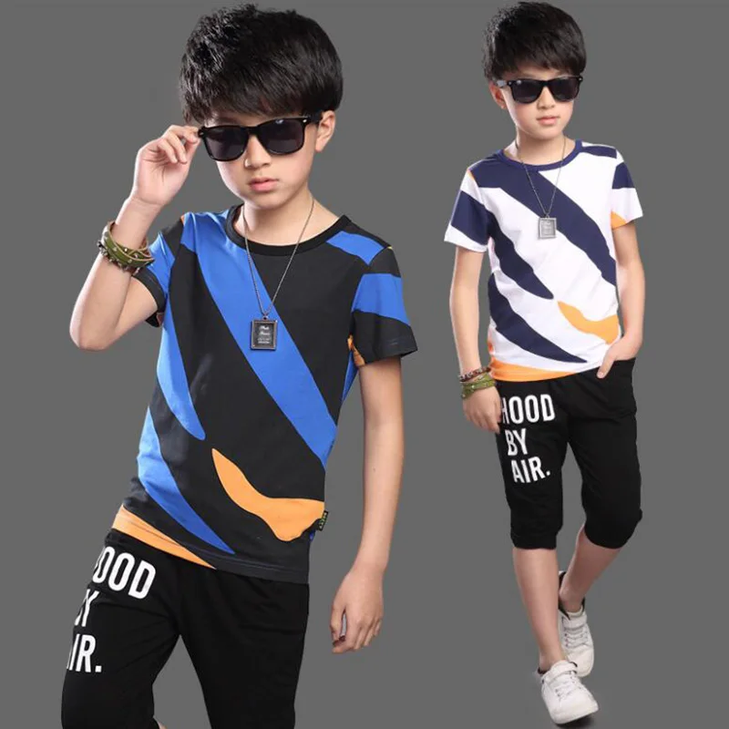 2019 summer children sets for boys clothing boy suit kids sports clothes teenage children short sleeves + pant children clothes (3)