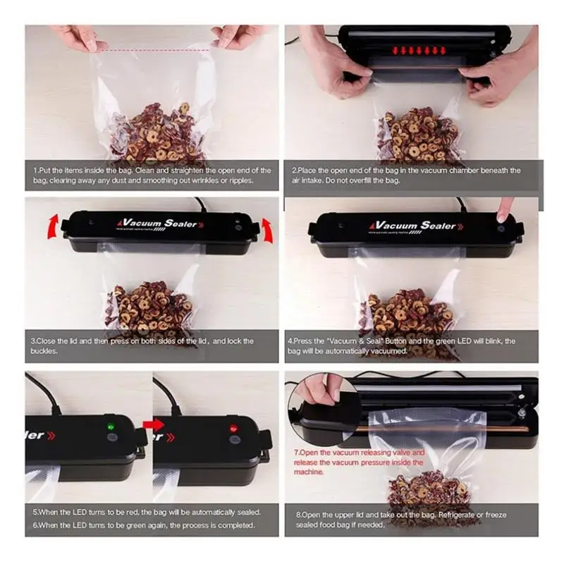 Vacuum Sealer Household Automatic Food Preservation Machine For Kitchen Dry Moist Food Preservation With 15Pcs Sealing Bags Uk