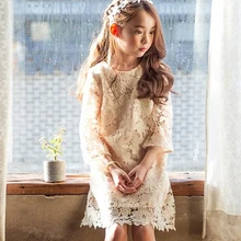 2016 Summer Evening Dress School Girls Cotton Lace Crochet Frocks Design For Teens Age 5 6
