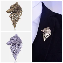 2019 Retro Wolf Brooch Vintage Punk Collar Pins Badge Brooches Button For Men Women Unisex Suit Clothing Personality Jewelry