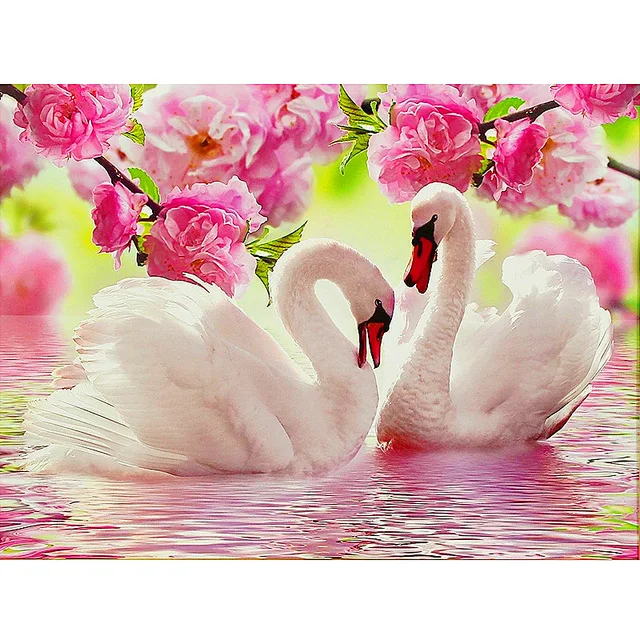 

Diamond painting Swan Scenery Square/Round Diamond embroidery Cross stitch Diamond Wall Painting love gift