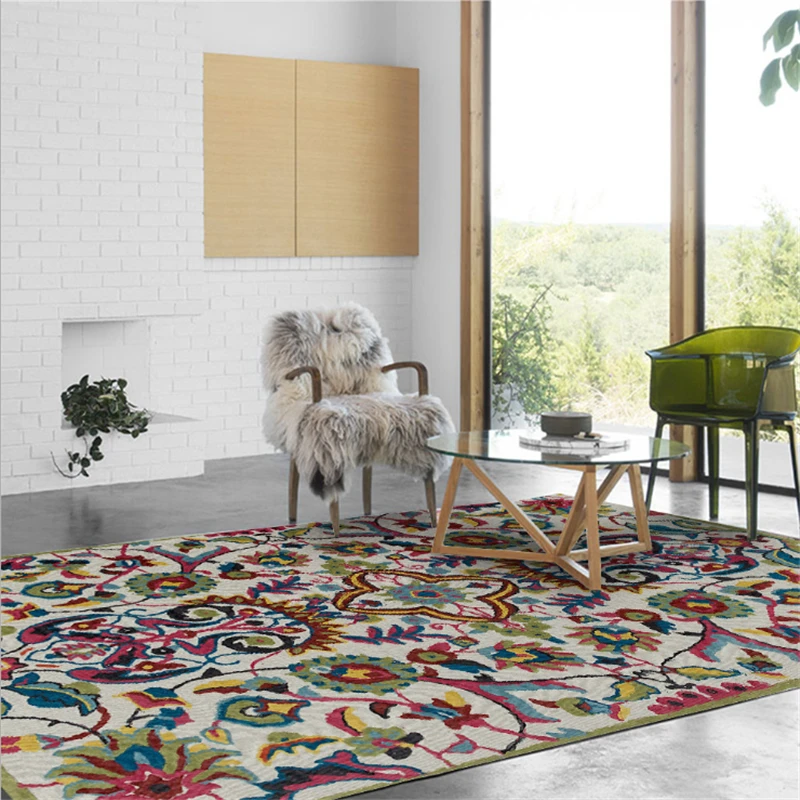 Ковер и ковры для дома, гостиной, модный, скандинавский, зеленый, разноцветный, цветочный ковер, для детской комнаты, спальни, ковер, нескользящий