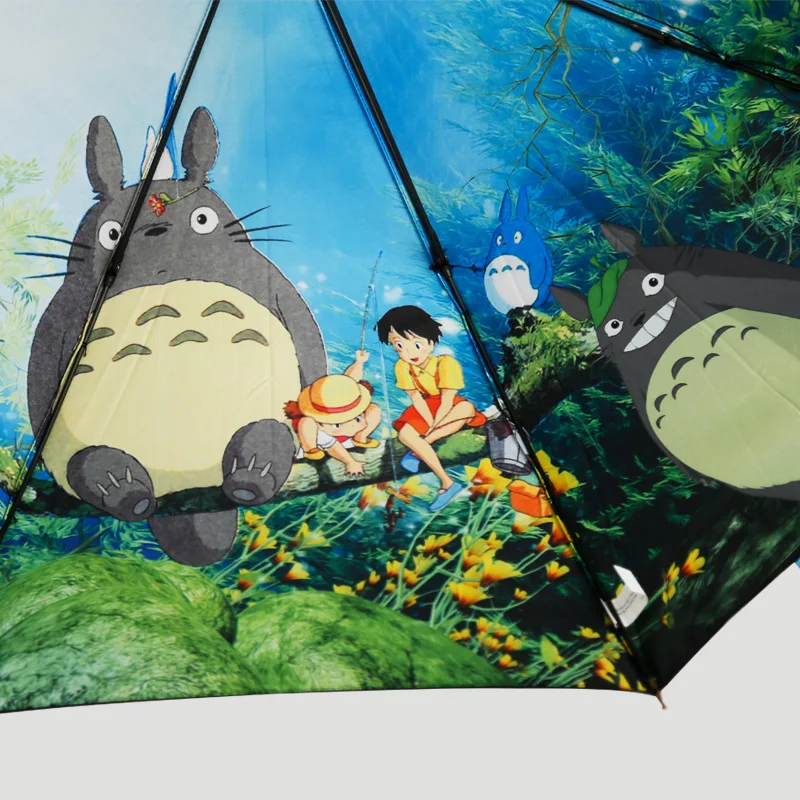 Skup Instrukcja Totoro Parasol deszcz słońce kobiety wiatroszczelna Anime Ghibli Totoro Parasol przenośny 3 składany Parasol dla studentów wysokiej jakości