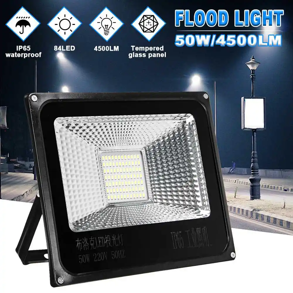 

220V 50W 4500lm 84 LED FloodLights Reflector Exterior Flood Light Waterproof IP65 Spotlight Outdoor Lighting Garden Wall Lamp
