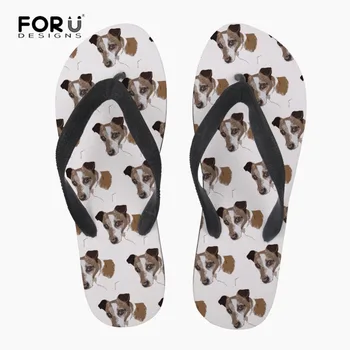 

FORUDESIGNS White Slipper for Man's Summer Casual Flipflops Animal Dog Jack Russell Terrier Prints Male Rubber Beach Flip Flops