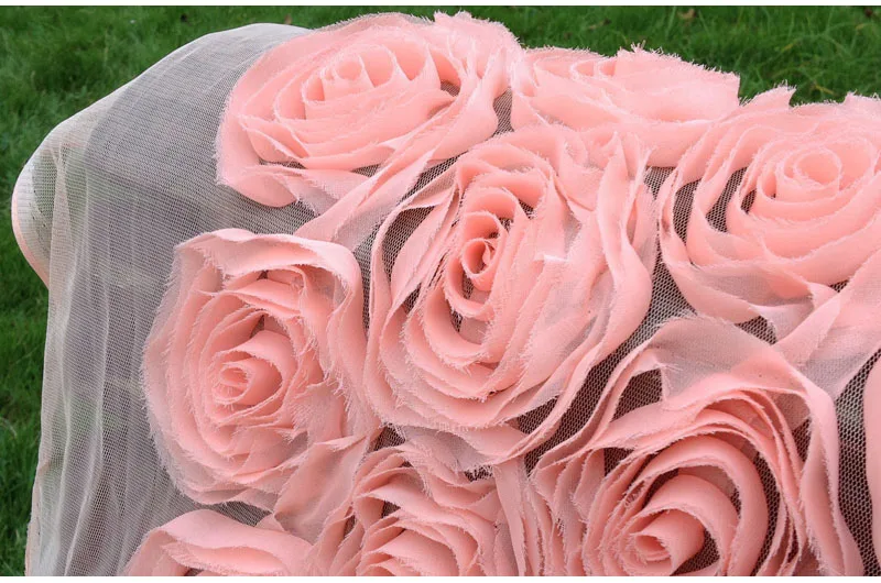 1 ярд 91*130 см, Розовый 3D шифон Роза из кружевной ткани вышитые, свадебная одежда швейные ткани, декоративные тюль сетки Diy ткань