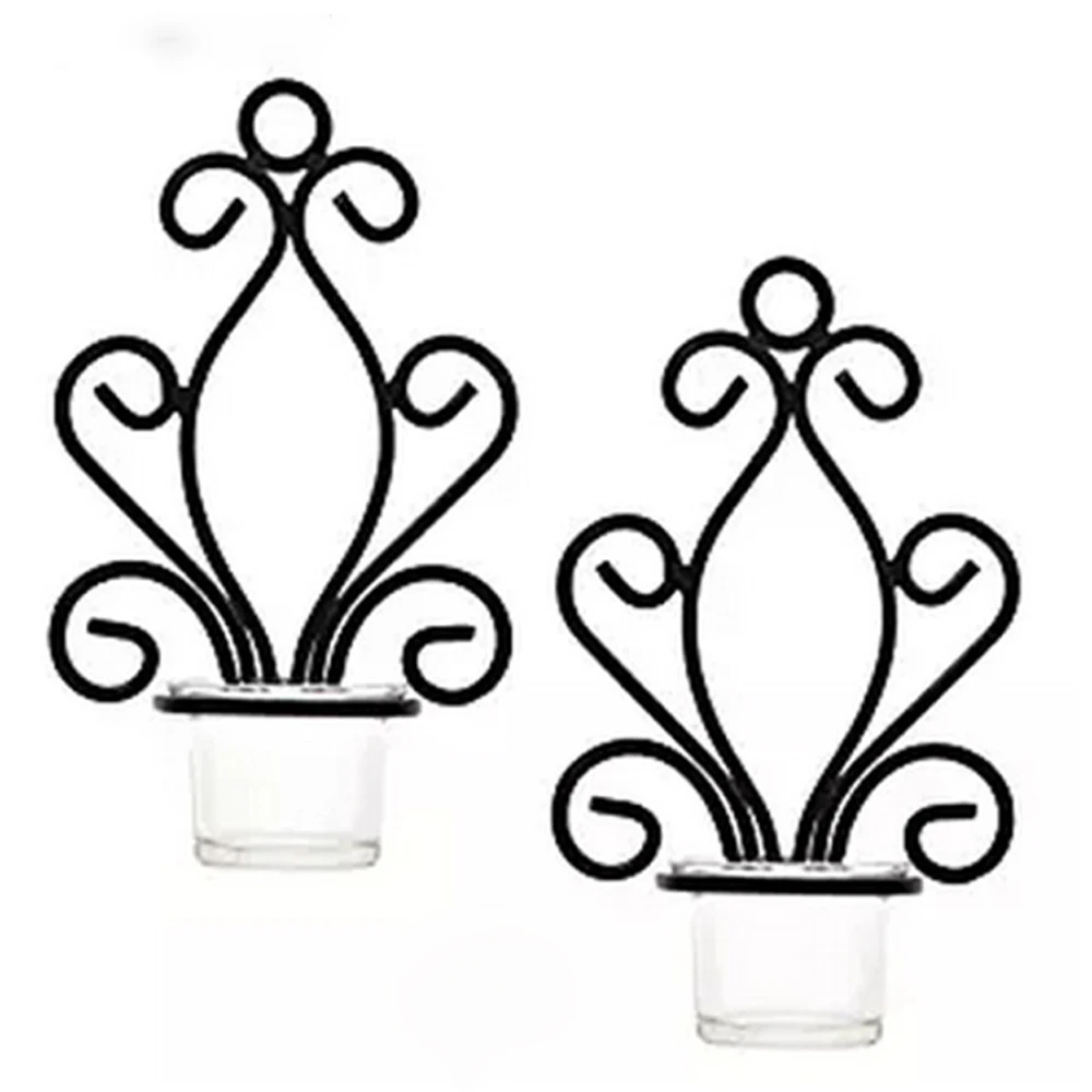 Iron Vertical Wall Hanging Candle Holder Sconce Accents Holds One Pillar Candle Each (Set of Two)Black with Antique Finish Iron Vertical Wall Hanging Candle Holder Sconce Accents Holds One Pillar Candle Each (Set of Two)Black with Antique Finish