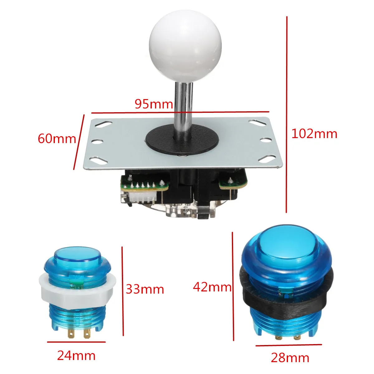 Cero retraso Joystick Arcade DIY Kit LED botón + Joystick + USB codificador + arnés de cable controlador USB para arcade Mame juego de Arcade - 6