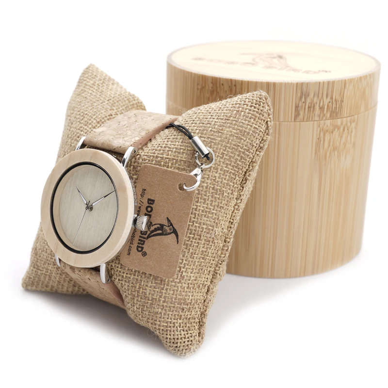 

BOBO BIRD E21 New Arrival Bamboo Wood Men Watches With Mental Quartz Watches Real Leather Band Janpanese Movement In Gift Box
