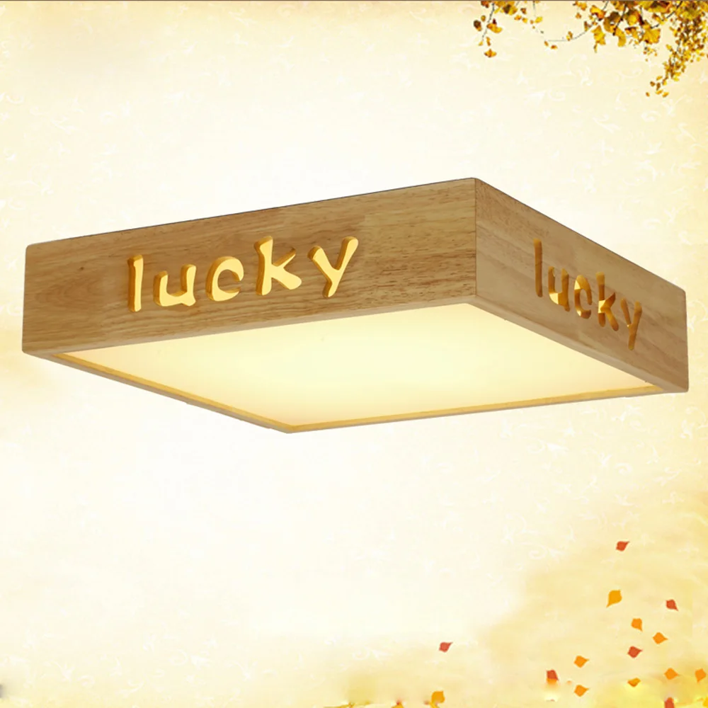 Us 95 69 Modern Led Square Wood Lucky Living Room Ceiling Lamp Bedroom Wood Panel Acylic Study Room Ceiling Lights In Ceiling Lights From Lights