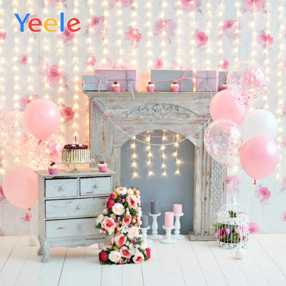 

Yeele Birthday Party Balloons Light Flowers Baby Child Portrait Scene Photography Backgrounds Photographic Studio Photo Backdrop