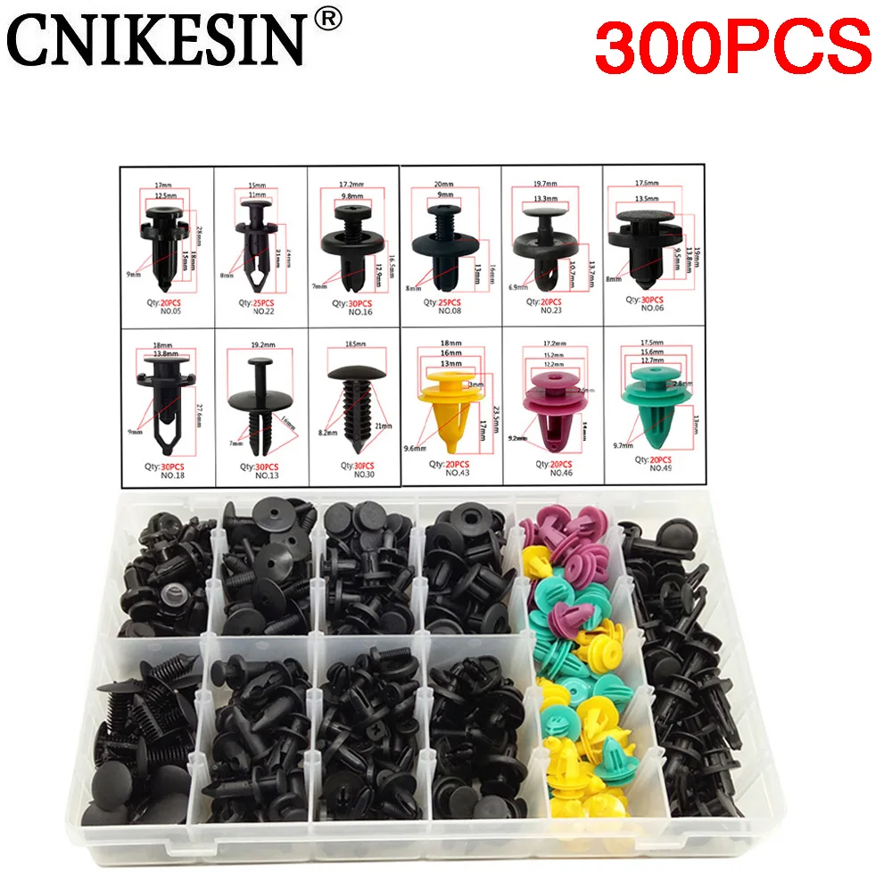 

CNIKESIN 300PCS Car Mixed Fasteners Auto Door Bumper Mudguard Trim Panel Fender Clip Rivet Retainer for Nissan Toyota BMW Honda