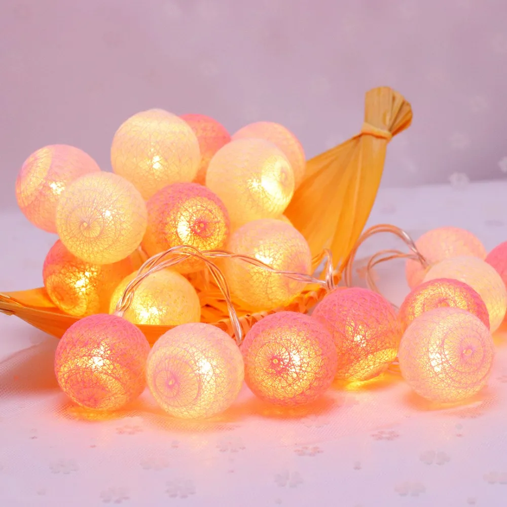 20 Led Pink Cotton Ball Holiday Decoration Light LED String Light Fairy Garlands Christmas Ramadan Wedding Party Bedroom JQ0 20 Led Pink Cotton Ball Holiday Decoration Light LED String Light Fairy Garlands Christmas Ramadan Wedding Party Bedroom JQ0