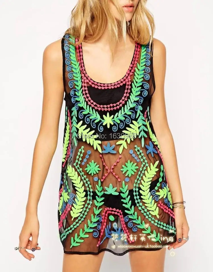 Newest Bikinis Covers Ups Round Neck Sleeveless Chiffon Summer Beach