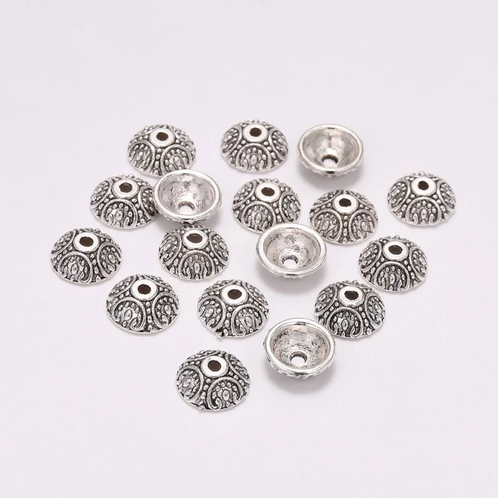 

20pcs/Lot 10mm Antique Silver Round Flower Metal Bead End Caps For Jewelry Making Findings Needlework Diy Accessories Wholesale