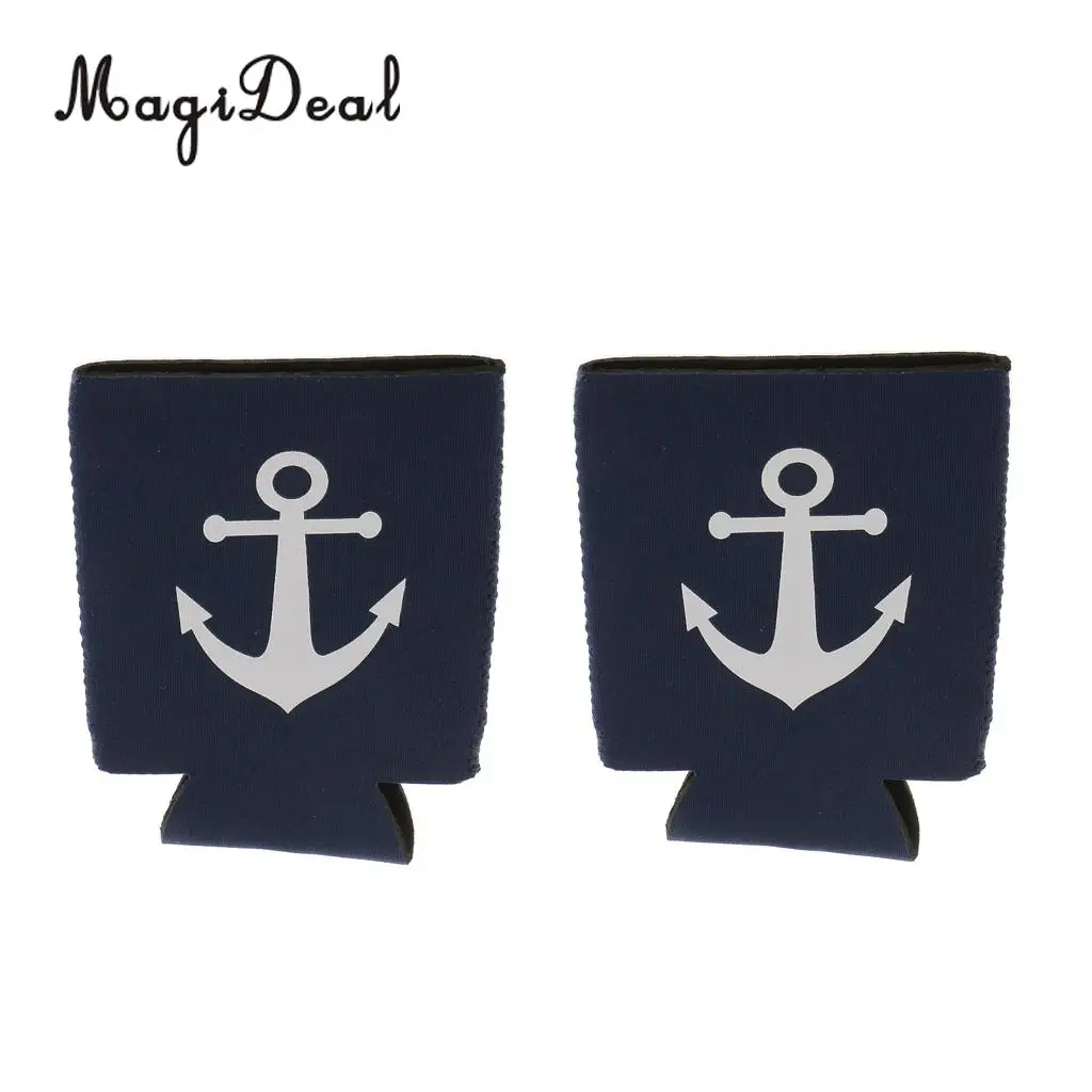 MagiDeal 2Pcs Neoprene Nautical Anchor Soda Beer Bottle Tin Can Cooler Chilling Sleeve Holder for Theme Party Novelty Gift Toy