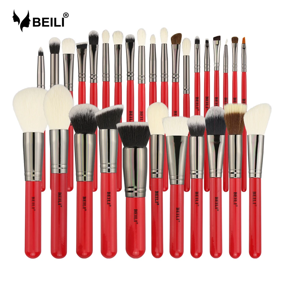 Sarahmok 安い Beili 30 ピースプロフェッショナルメイクブラシセット自然な髪粉ファン デーションチークアイシ眉毛アイライナー化粧ブラシツール オンライン 価格