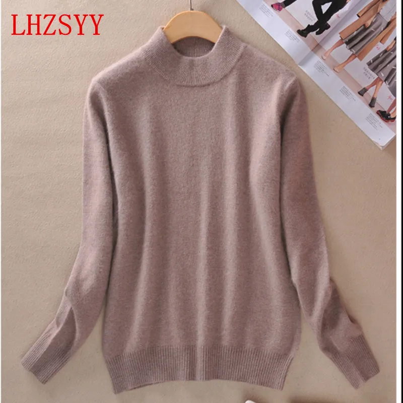 Fall winter NEW female half high round neck Cashmere Blending Sweaters Slim Loose hedging Sweater knit  bottoming Wool Sweater