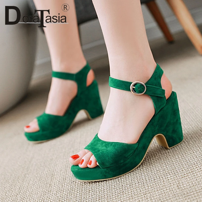 

DoraTasia 2019 New Arrival Summer Sandals Women Thick Heel Platform Shoes Woman 9cm High Heels Footwear Size 34-40