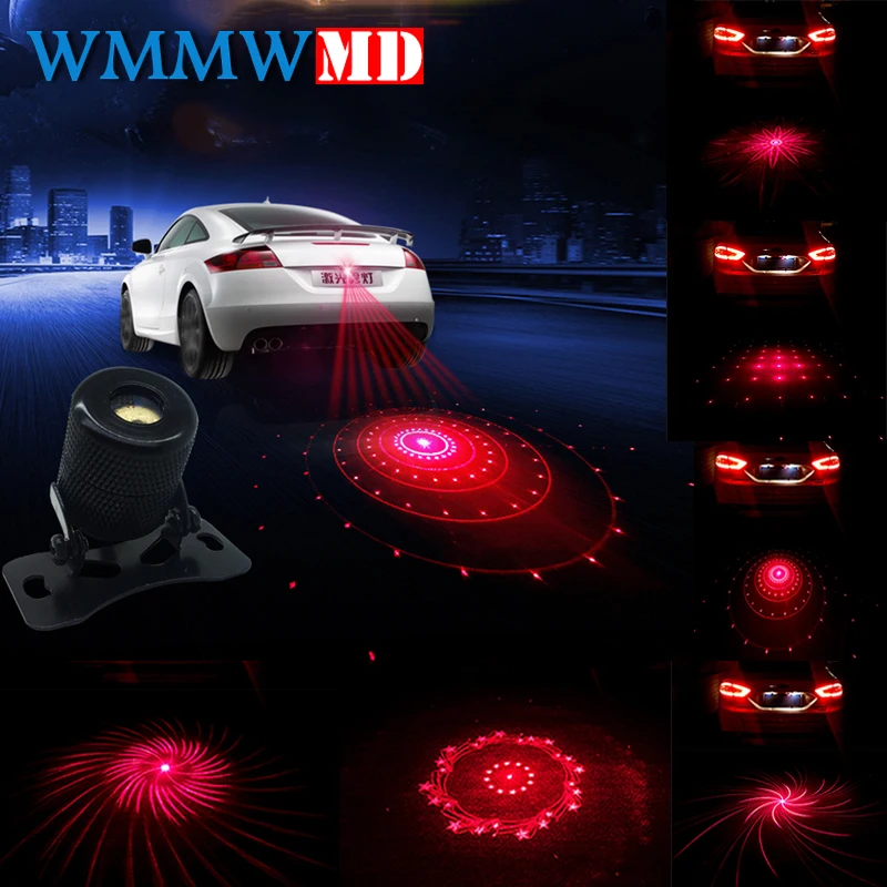Anti Kollision Hinten-ende Auto Laser Schwanz 6 Muster 360 Grad Rotation Nebel Licht Auto Brems Parkplatz Lampe Aufzucht warnung licht Anti Kollision Hinten-ende Auto Laser Schwanz 6 Muster 360 Grad Rotation Nebel Licht Auto Brems Parkplatz Lampe Aufzucht warnung licht
