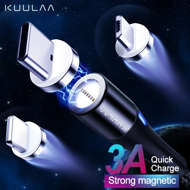 

KUULAA Magnetic Cable Micro USB C 3A Quick Charge Adapter For iPhone Samsung XiaoMi Charger Magnet Fast Charging USB Type-C Cord