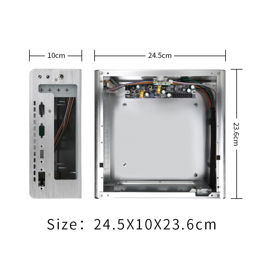 Realan Алюминиевый мини itx Настольный ПК чехол E-i7 с блоком питания, CD-ROM, слотами черный серебристый