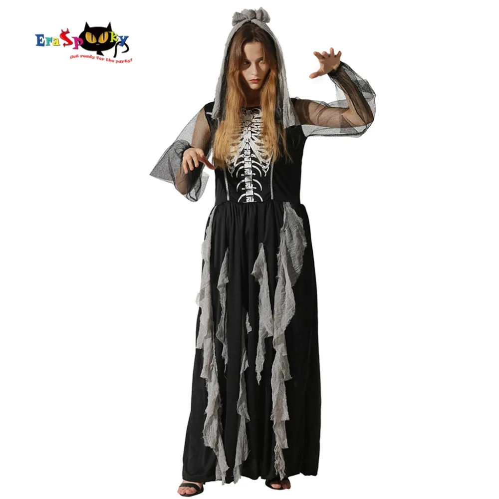 

Eraspooky Horror Skeleton Dress Women Bride Ghost Halloween Costume for Adult Medieval Vampire Skull Queen Carnival Outfit
