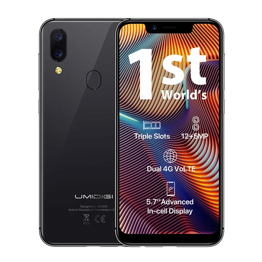 UMIDIGI A3 Pro Android 8 1 5 7 ''HD 19:9 полный Экран 3 ГБ 32 4 ядра Face Unlock 3300 мАч 12MP + 5MP двойной 4G OTG