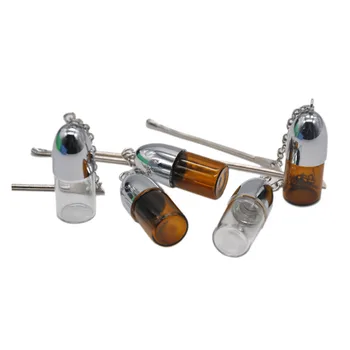 

24pcs 36mm/57mm/72mm Glass Snuff Dispenser Bullet Rocket Snorter Snuff Snorter Sniff With Metal Scrapper Brown Clear Color w17C
