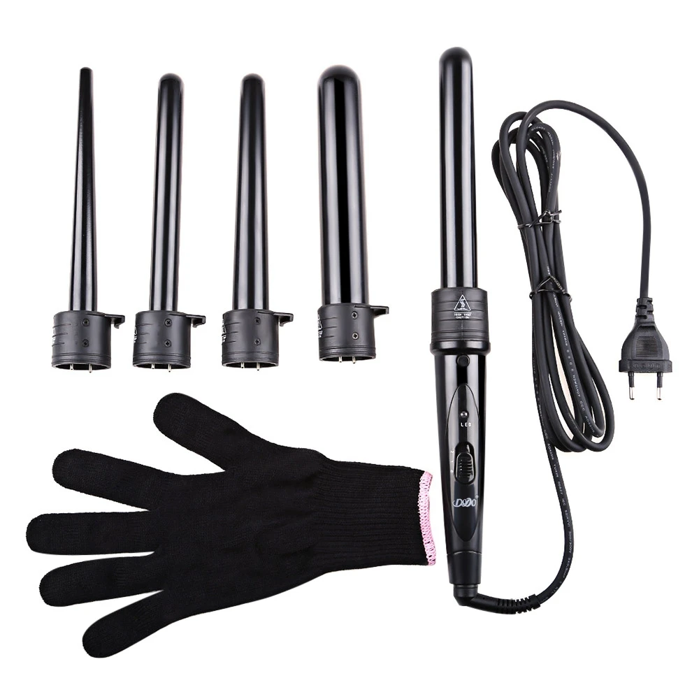 DODO Pro Salon 5-in-1 Interchangeable Hair Curler Curling Iron Multi-size Roller Heat Resistant Glove Styling Set | Бытовая техника