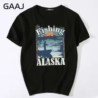 Men T Shirts T Shirt Tees Fishing Alaska T-shirts For Man Tshirt Short sleeve Summer T-shirt Streetwear Tops Tees Male Casual 