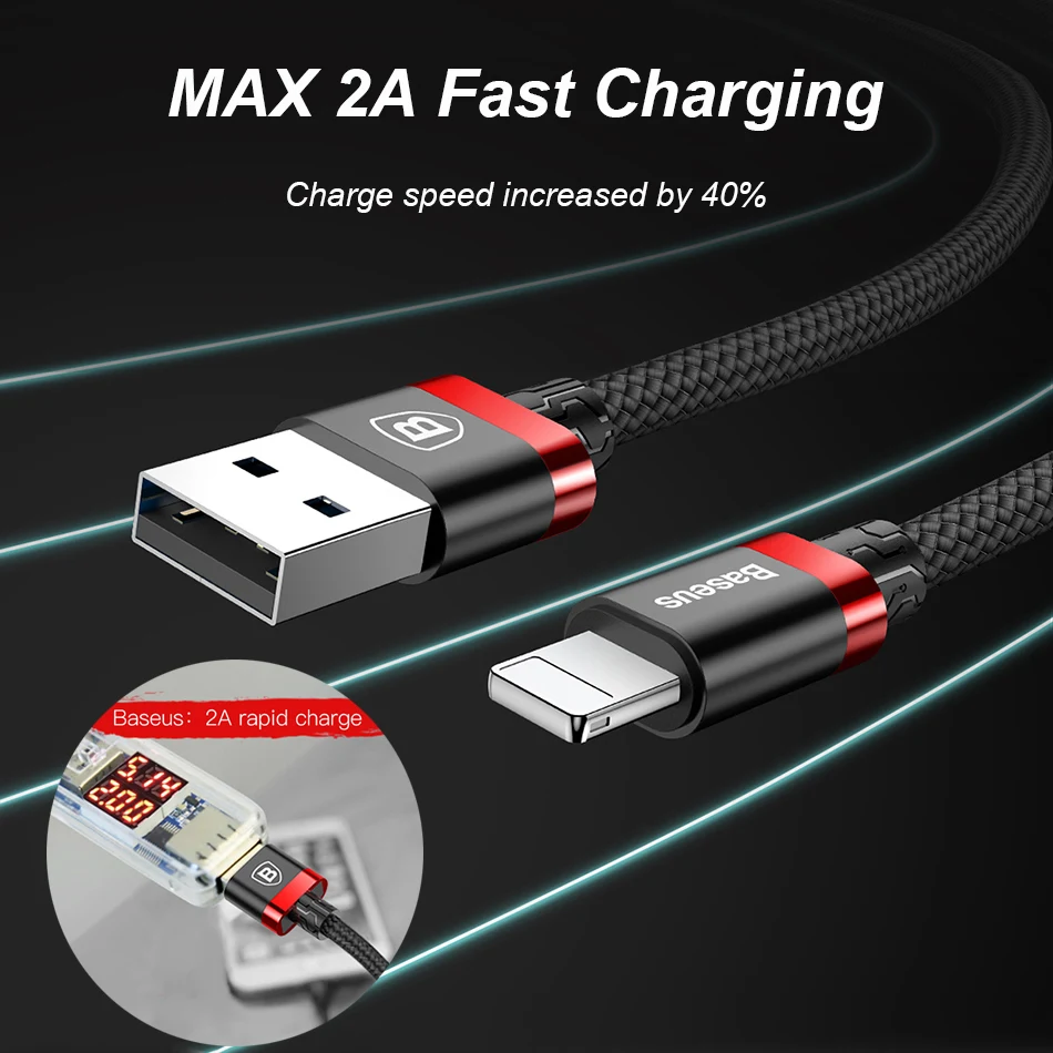 Baseus 2A USB كابل الشاحن ل فون X 8 7 6 5 باد سريع شاحن كابل شحن الهاتف المحمول كبل مزامنة بيانات المعادن كابل يو اس بي Baseus 2A USB كابل الشاحن ل فون X 8 7 6 5 باد سريع شاحن كابل شحن الهاتف المحمول كبل مزامنة بيانات المعادن كابل يو اس بي