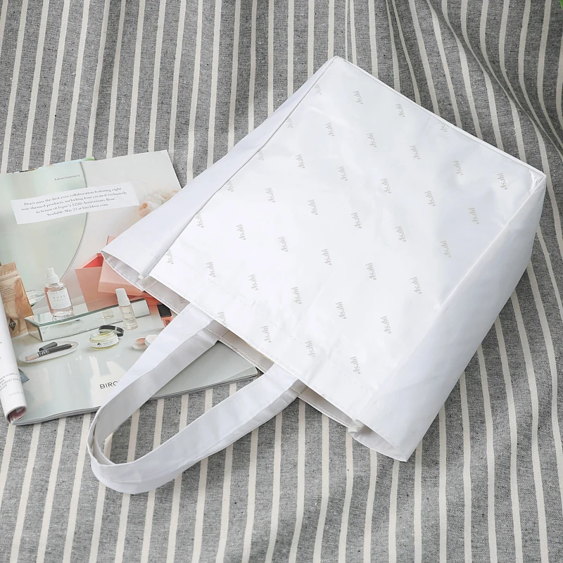 Белая многоразовая сумка для покупок рециркулированная рекламная большая хозяйственная сумка доступна на заказ