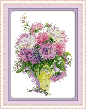 

Asters Printed Canvas DMC Counted Chinese Cross Stitch Kits printed Cross-stitch set Embroidery Needlework DIY Home Decor