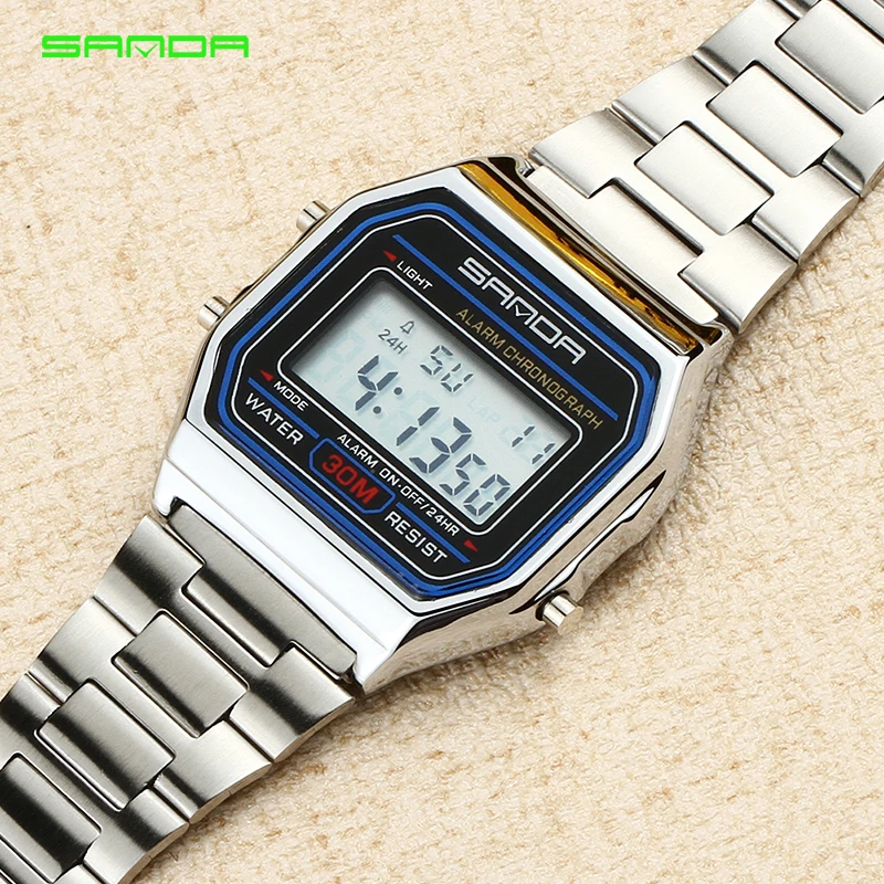 

Digital Watch SANDA Brand New Top Luxury Steel Sport Watch Electronic Male Clock Men Wrist Watch relogio masculino hodinky 405
