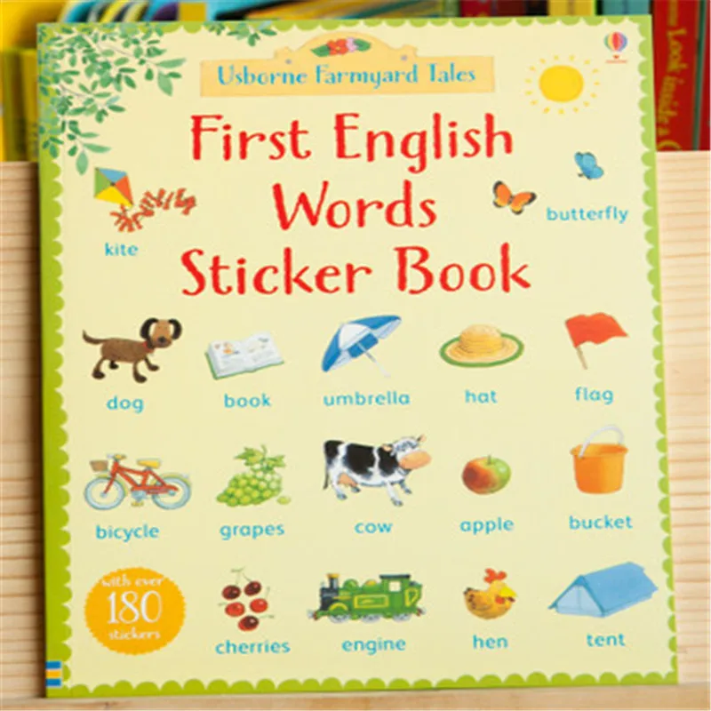 Word book английский. First English Words Sticker book. Первая английская книга. Usborne book English. First English Words Usborne Sticker.