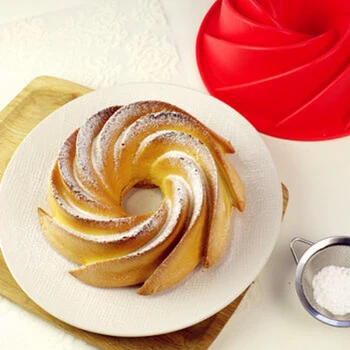 

9 Inch Hollow Savarin Chiffon Shaped Silicone Cake Mold Bakeware Baking Dessert Tools Big Spiral Cake Pan