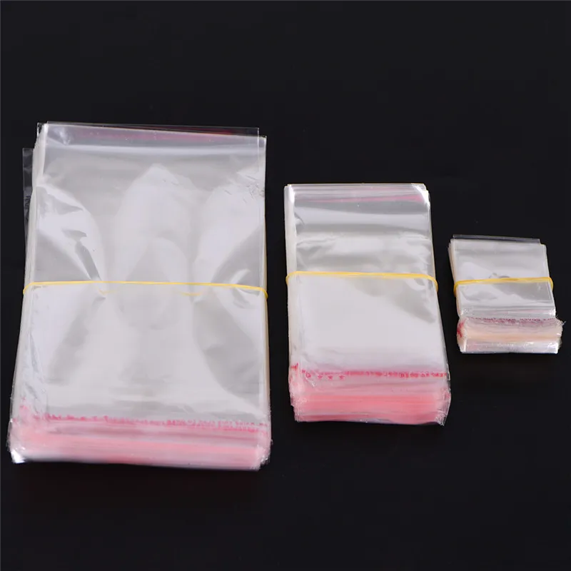 200Pcs Self adhesive Envelope Cellophane Bag Plastic Clear Resealable