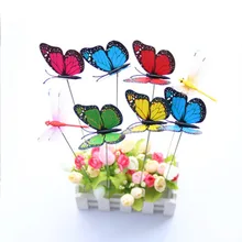 24 шт./лот искусственный пирсинг для пупка украшения сада Моделирование Бабочка колья двора газон Декор случайный цвет