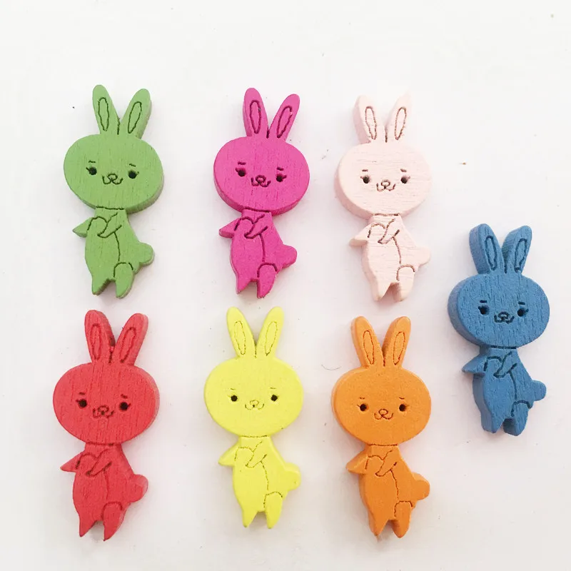 

Wood Buttons Mixed Colors Rabbit Style 2 Holes Decorative Wooden Buttons For Arts Sewings & Collections Needlework Accessories