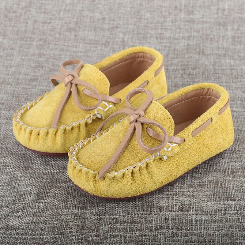 Детская обувь; обувь для мальчиков и девочек; коллекция года; модная Высококачественная детская обувь с бантом для малышей; повседневная мягкая детская обувь из натуральной кожи - Цвет: Цвет: желтый