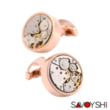 SAVOYSHI Brand Jewelry Fashion Classic Steampunk Watch Movement Cufflinks for Mens Shirt Cuff buttons High Quality Gear Cufflink