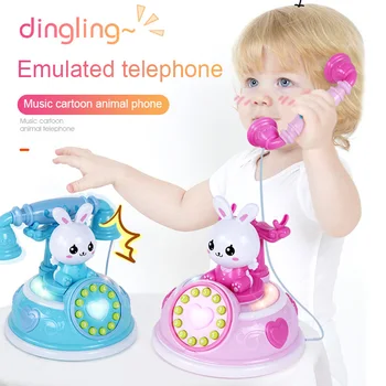

1 Pcs Simulation Telephone Toy Role Play with Music Lighting Phone Early Educational for Children FJ88