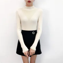 Women Knitted Sweater Pullovers long sleeve O-neck Tops Pull Femme Hiver 2018 Sueter Mujer Black White Autumn Winter Sweater