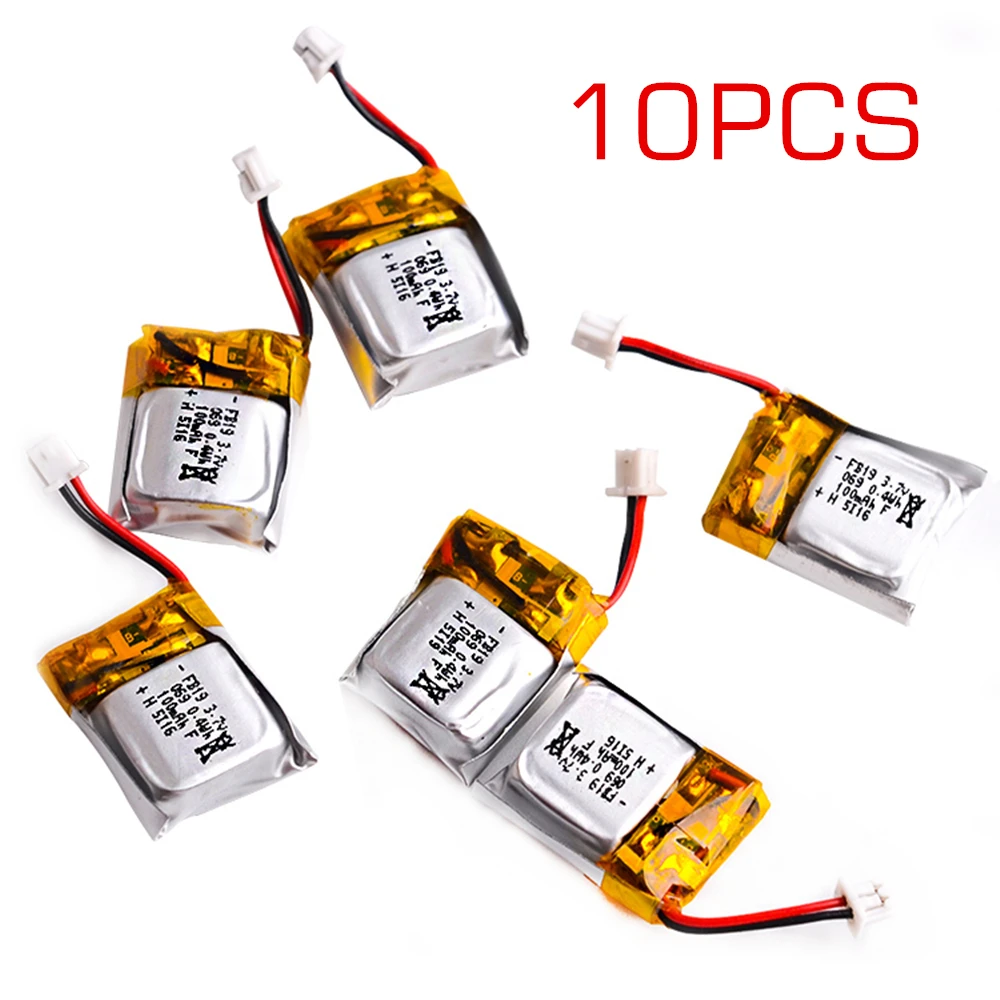 10 шт./лот CX-10 3,7 V 100 мА/ч, Батарея для Cheerson CX-10A FQ777-124 Wltoys V272 V282 V292 Hubsan Q4 H111 мини-Квадрокоптер с дистанционным управлением Запчасти