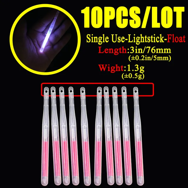 10pcs/bag 4.5*40mm fireflies for Fishing Float Fluorescent Lightstick Light Night Float Rod Lights Dark Glow Stick as photo