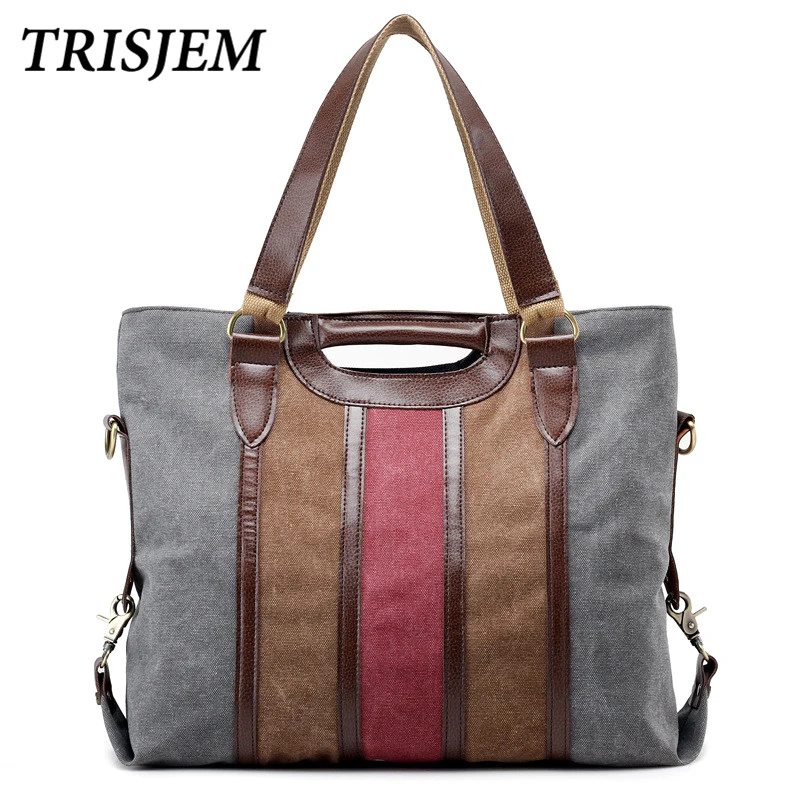 

Women Patchwork Canvas Handbags 2018 Fashion Panelled Large Capacity Casual Tote Bag For Ladies High Quality Women Shoulder Bags