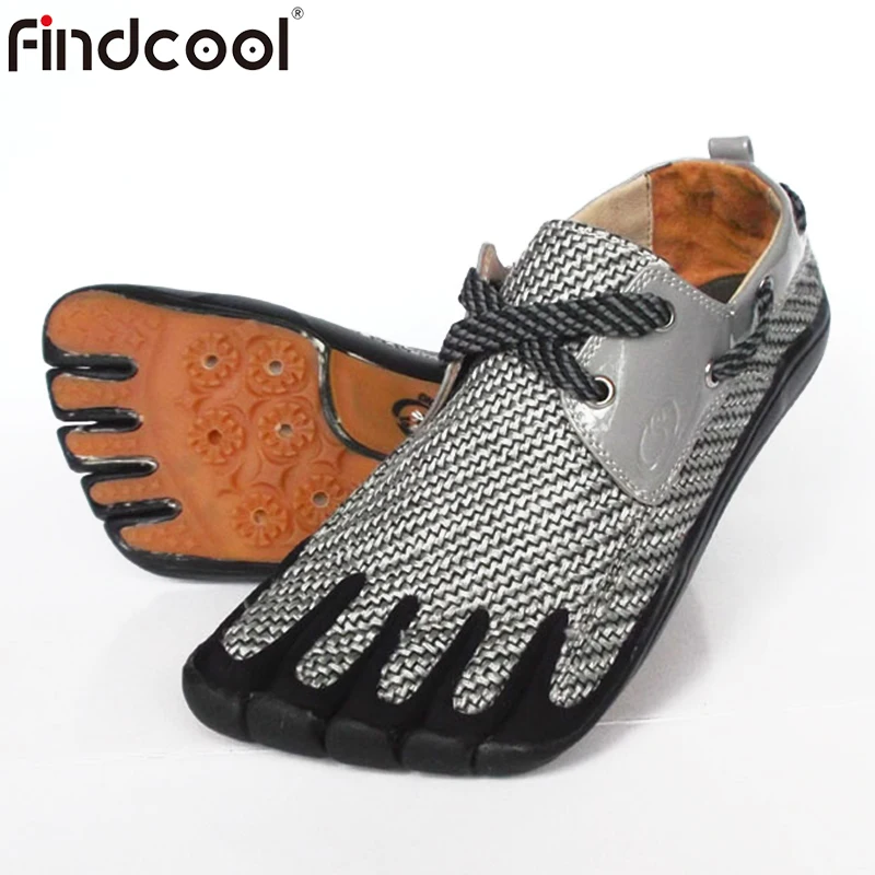 

Fidncool Five Fingers Sneakers Men 5 Toe Sports Shoes Slip-resistant Leather Hemp Comfortable and Breathable