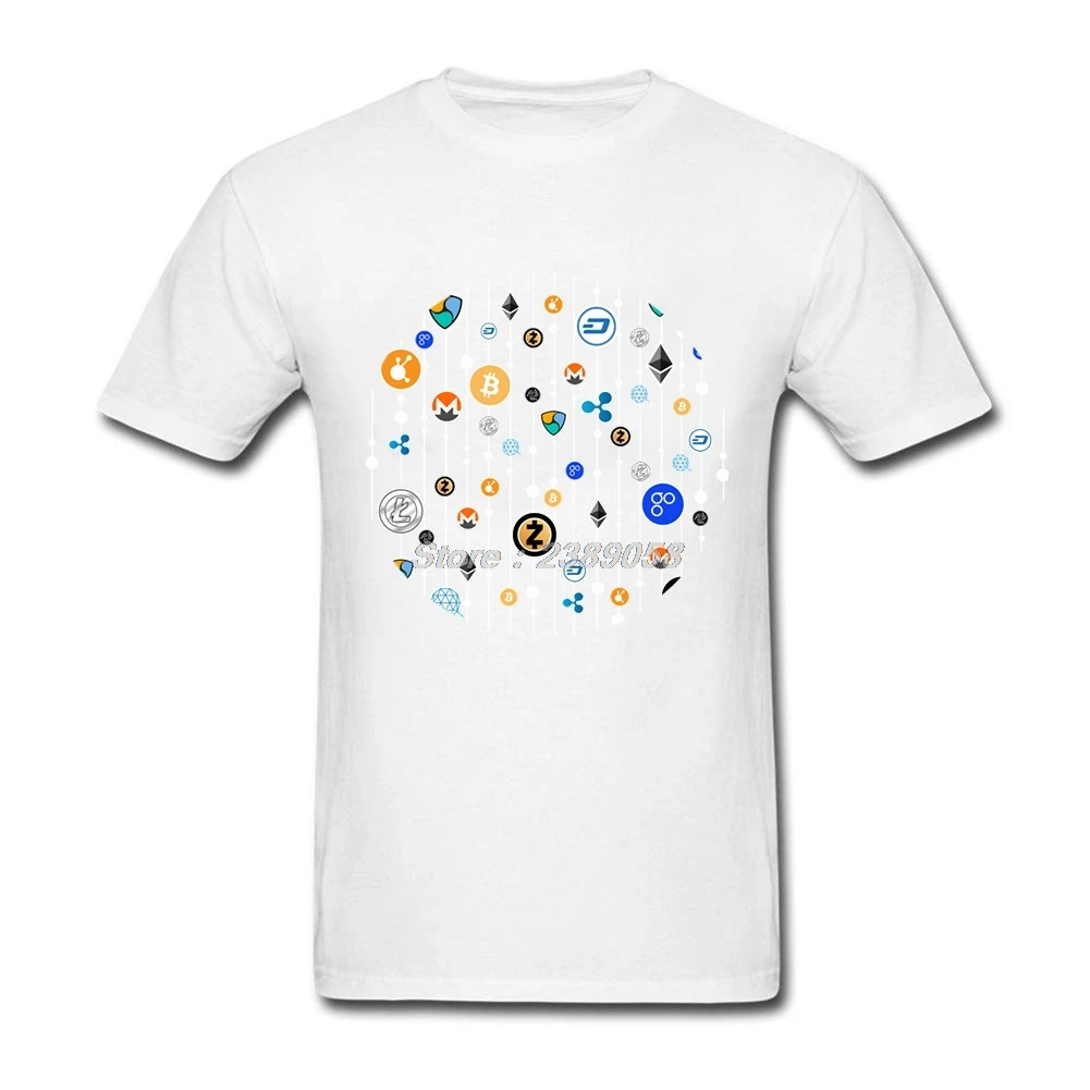 Luxury T-Shirts Men Short Sleeve Cryptocurrency T Shirt Ethereum Bitcoin Litecoin Adult Shirt Camisetas